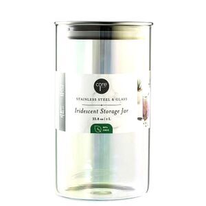 Core Kitchen Stainless Steel & Glass Iridescent 1L Storage Jar